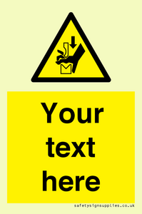 Custom warning hand crushing between press brake tool